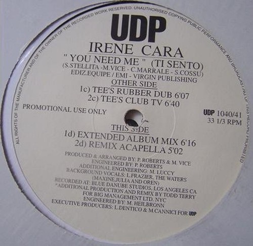 Irene cara you need me - ‎–,
